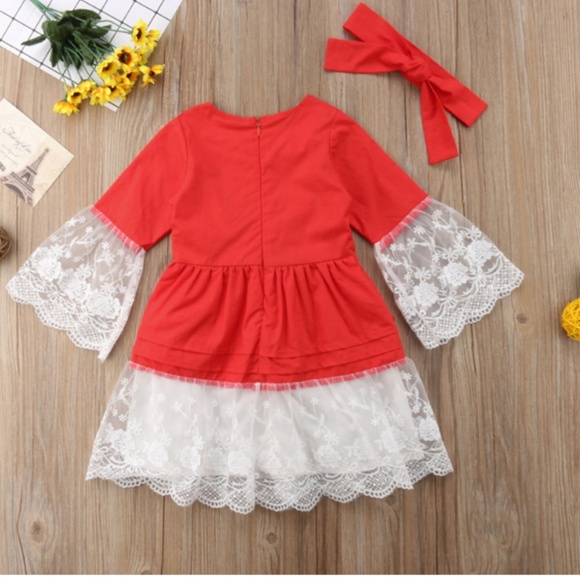New Baby Girls   Party Lace Dress+ Head Band 3T - Picture 2 of 4